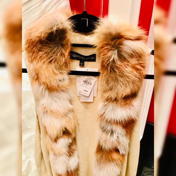 * NWT Authentic Adrienne Landau Knit Vest/Fox Fur - Picture 2 of 8
